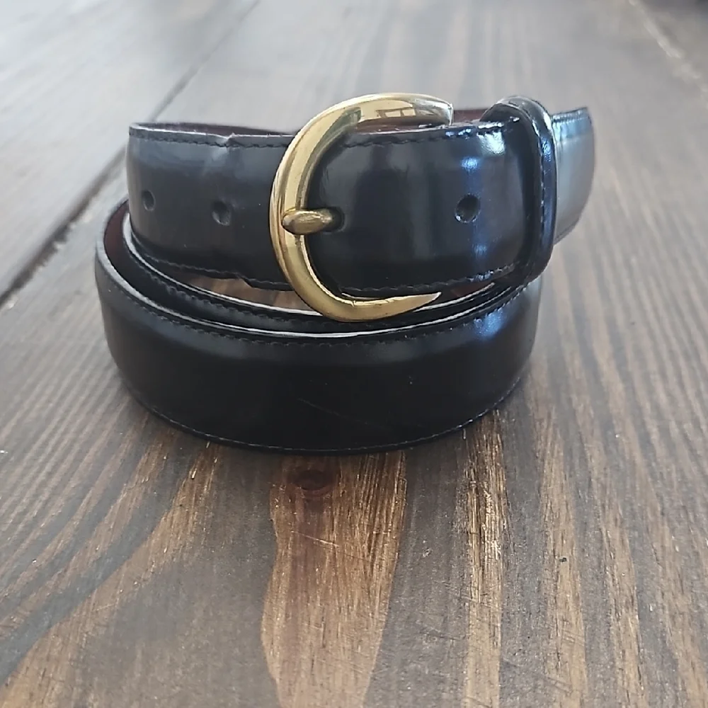 Coach Polished Black Leather Belt Costa Rica